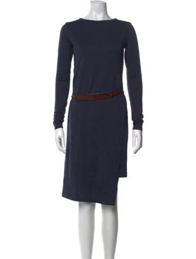 Pre-owned Brunello Cucinelli Virgin Wool Knee-length Dress In Blue