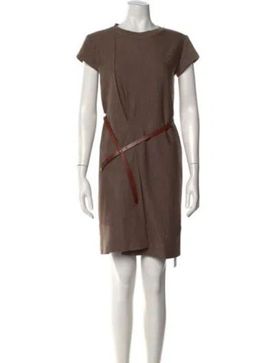 Pre-owned Brunello Cucinelli Virgin Wool Knee-length Dress In Brown