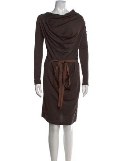 Pre-owned Brunello Cucinelli Virgin Wool Knee-length Dress In Brown