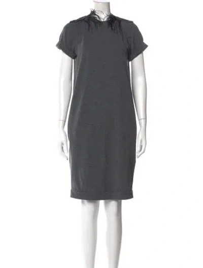 Pre-owned Brunello Cucinelli Virgin Wool Knee-length Dress In Gray