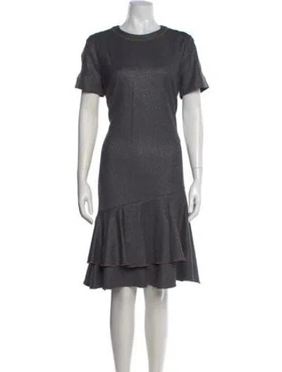 Pre-owned Brunello Cucinelli Virgin Wool Knee-length Dress In Gray