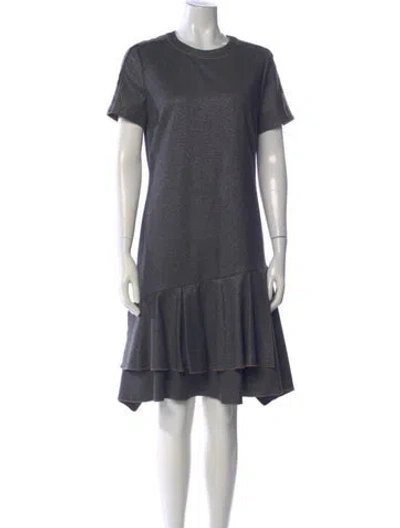 Pre-owned Brunello Cucinelli Virgin Wool Knee-length Dress In Gray