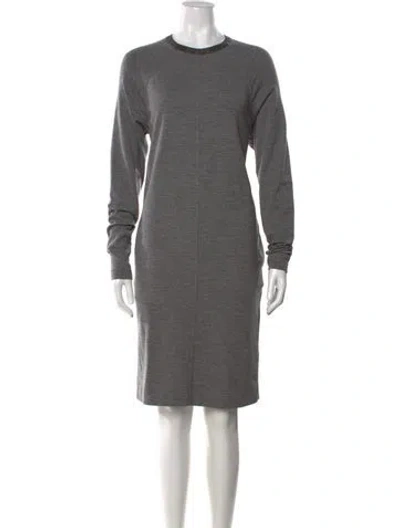 Pre-owned Brunello Cucinelli Virgin Wool Knee-length Dress In Gray