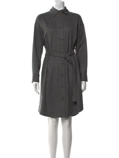 Pre-owned Brunello Cucinelli Virgin Wool Knee-length Dress In Grey