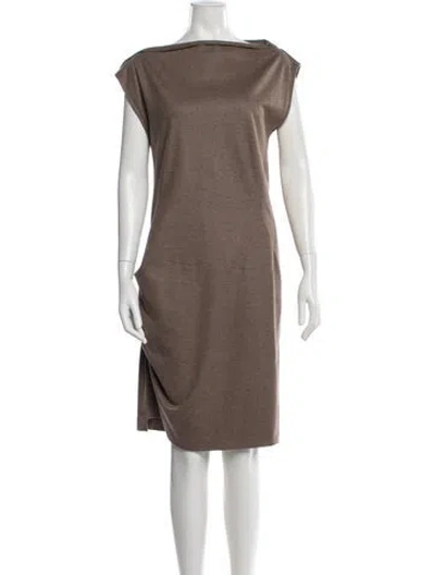 Pre-owned Brunello Cucinelli Virgin Wool Knee-length Dress In Neutral