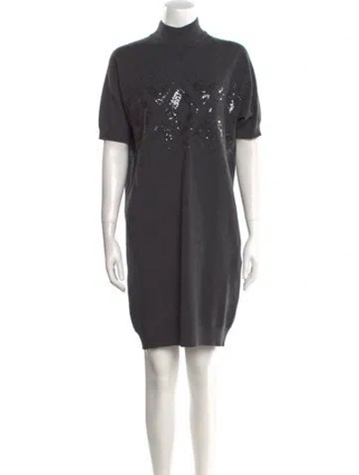 Pre-owned Brunello Cucinelli Virgin Wool Knee-length Dress W/ Tags In Blue