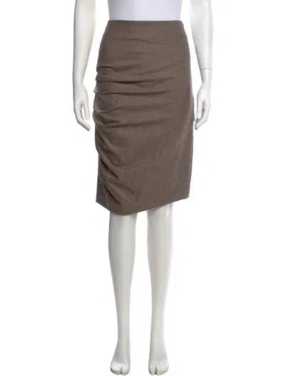Pre-owned Brunello Cucinelli Virgin Wool Knee-length Skirt In Brown