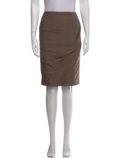 Pre-owned Brunello Cucinelli Virgin Wool Knee-length Skirt In Brown