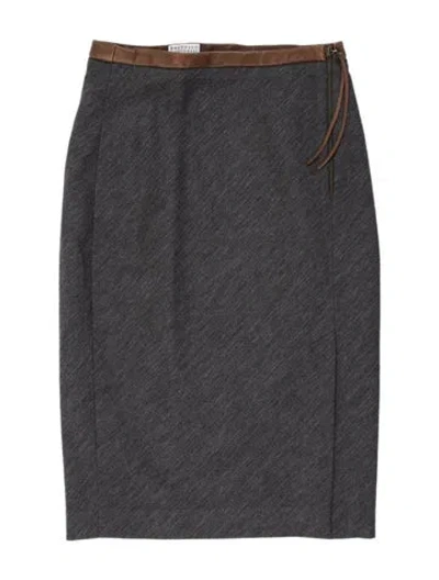 Pre-owned Brunello Cucinelli Virgin Wool Knee-length Skirt In Gray