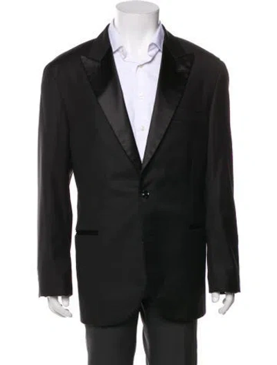 Pre-owned Brunello Cucinelli Virgin Wool Leather Trim Embellishment Blazer In Black