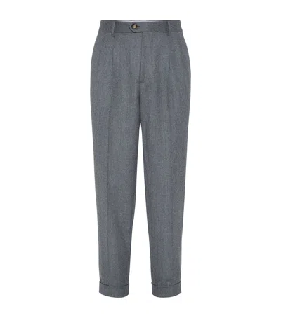 BRUNELLO CUCINELLI VIRGIN WOOL LEISURE FIT TROUSERS