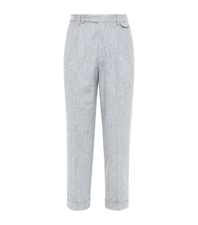 Brunello Cucinelli Virgin Wool Leisure Trousers In Pearl Grey