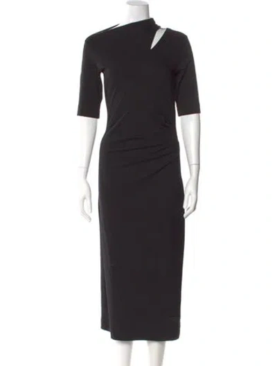 Pre-owned Brunello Cucinelli Virgin Wool Long Dress In Black