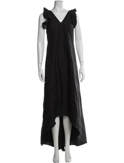 Pre-owned Brunello Cucinelli Virgin Wool Long Dress In Black