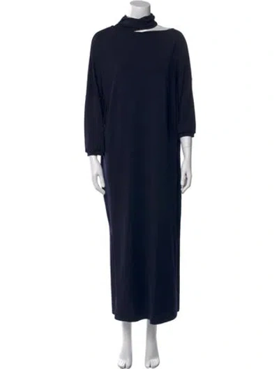 Pre-owned Brunello Cucinelli Virgin Wool Long Dress In Blue