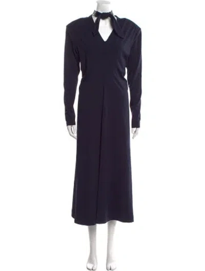 Pre-owned Brunello Cucinelli Virgin Wool Long Dress In Blue