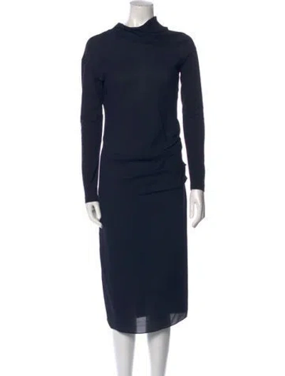 Pre-owned Brunello Cucinelli Virgin Wool Long Dress In Blue