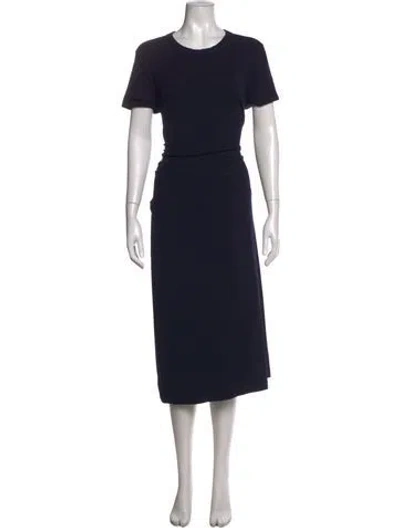 Pre-owned Brunello Cucinelli Virgin Wool Long Dress In Blue