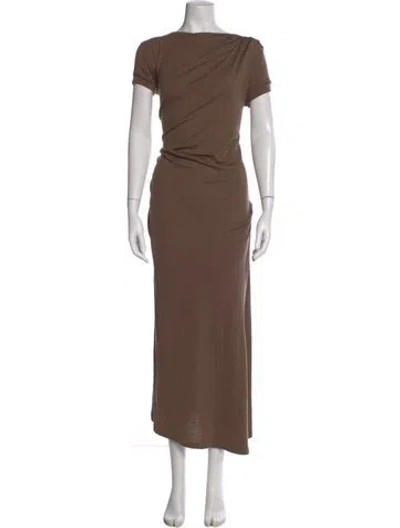 Pre-owned Brunello Cucinelli Virgin Wool Long Dress In Brown