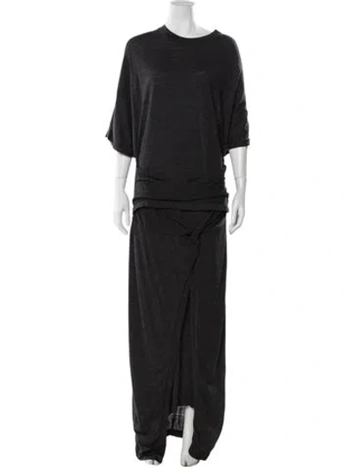Pre-owned Brunello Cucinelli Virgin Wool Long Dress In Gray