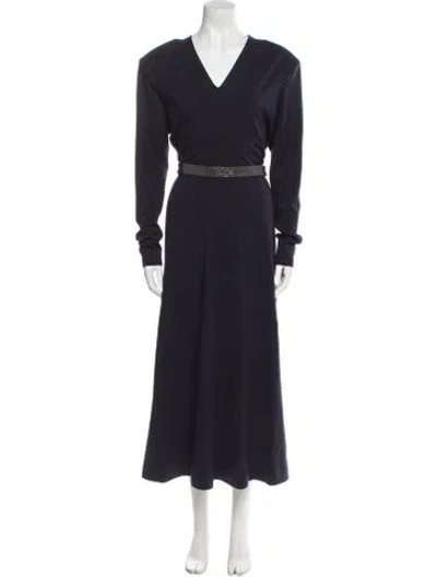 Pre-owned Brunello Cucinelli Virgin Wool Long Dress W/ Tags In Blue