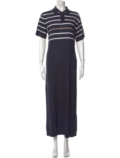 Pre-owned Brunello Cucinelli Virgin Wool Long Dress W/ Tags In Blue