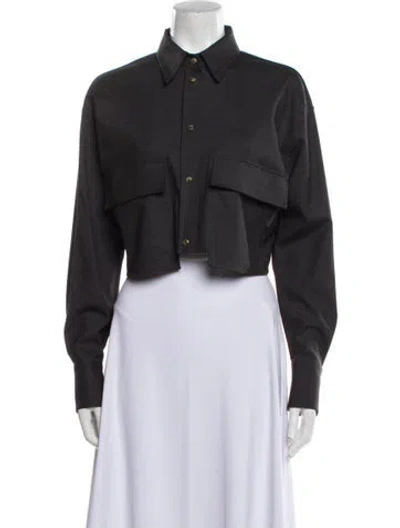 Pre-owned Brunello Cucinelli Virgin Wool Long Sleeve Crop Top In Gray