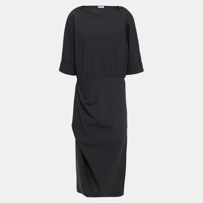 Pre-owned Brunello Cucinelli Virgin Wool Midi Dress Xs In Black