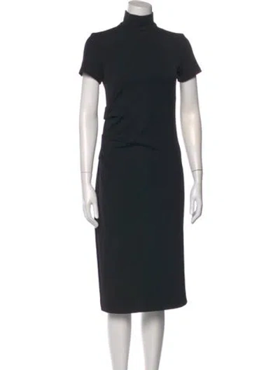 Pre-owned Brunello Cucinelli Virgin Wool Midi Length Dress In Black
