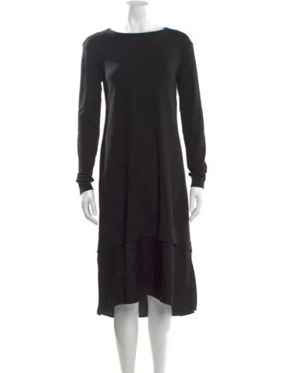 Pre-owned Brunello Cucinelli Virgin Wool Midi Length Dress In Black