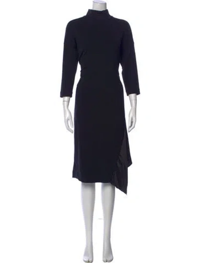Pre-owned Brunello Cucinelli Virgin Wool Midi Length Dress In Black