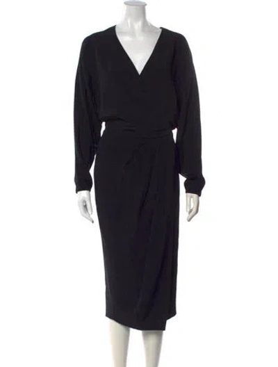 Pre-owned Brunello Cucinelli Virgin Wool Midi Length Dress In Black