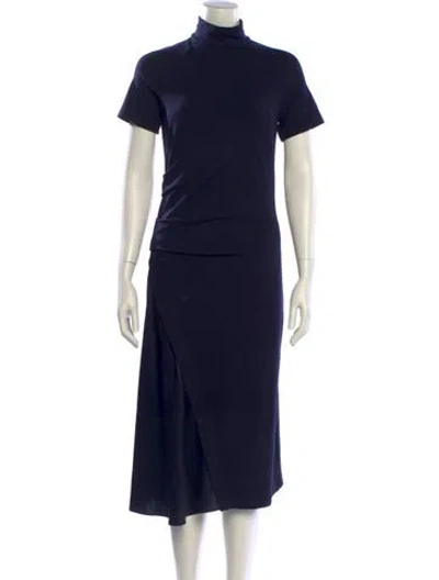 Pre-owned Brunello Cucinelli Virgin Wool Midi Length Dress In Blue