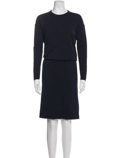 Pre-owned Brunello Cucinelli Virgin Wool Midi Length Dress In Blue