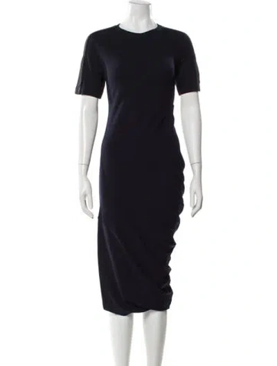 Pre-owned Brunello Cucinelli Virgin Wool Midi Length Dress In Blue