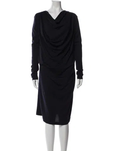 Pre-owned Brunello Cucinelli Virgin Wool Midi Length Dress In Blue