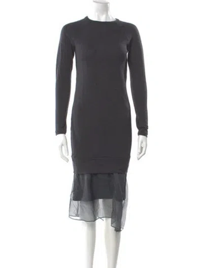 Pre-owned Brunello Cucinelli Virgin Wool Midi Length Dress In Gray