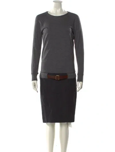 Pre-owned Brunello Cucinelli Virgin Wool Midi Length Dress In Gray