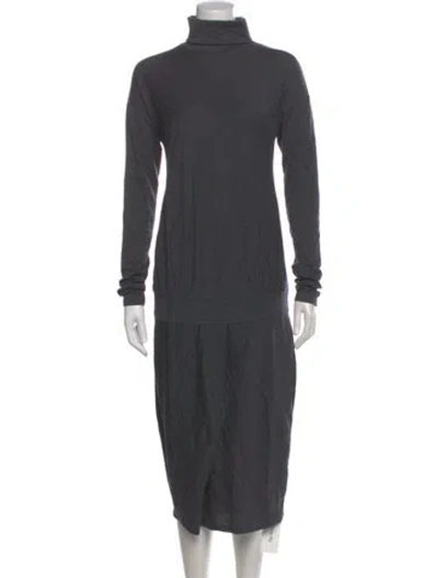 Pre-owned Brunello Cucinelli Virgin Wool Midi Length Dress In Gray