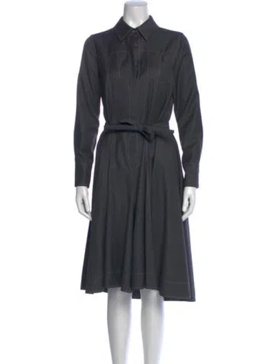 Pre-owned Brunello Cucinelli Virgin Wool Midi Length Dress In Gray