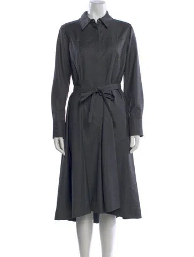 Pre-owned Brunello Cucinelli Virgin Wool Midi Length Dress In Gray