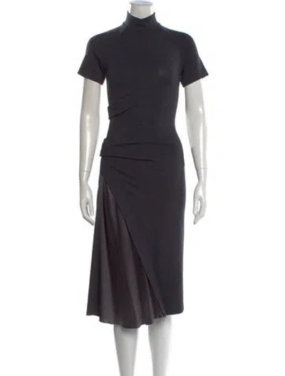 Pre-owned Brunello Cucinelli Virgin Wool Midi Length Dress In Gray