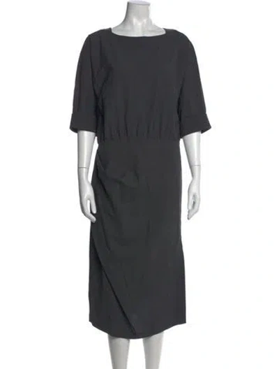 Pre-owned Brunello Cucinelli Virgin Wool Midi Length Dress In Grey