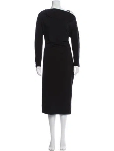 Pre-owned Brunello Cucinelli Virgin Wool Midi Length Dress W/ Tags In Black