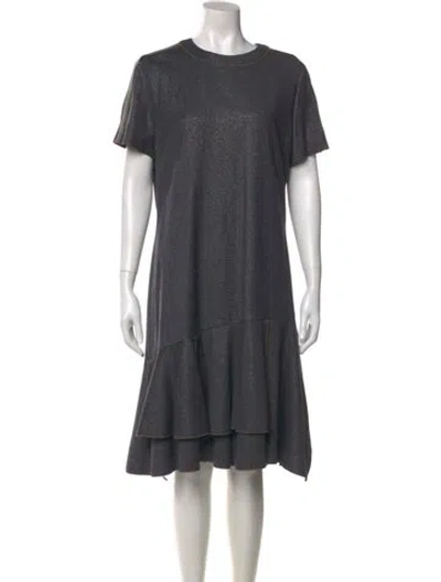 Pre-owned Brunello Cucinelli Virgin Wool Midi Length Dress W/ Tags In Gray