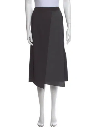 Pre-owned Brunello Cucinelli Virgin Wool Midi Length Skirt In Black