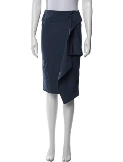 Pre-owned Brunello Cucinelli Virgin Wool Midi Length Skirt In Blue