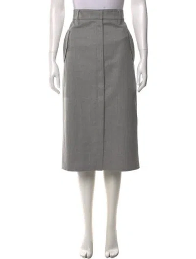 Pre-owned Brunello Cucinelli Virgin Wool Midi Length Skirt In Gray
