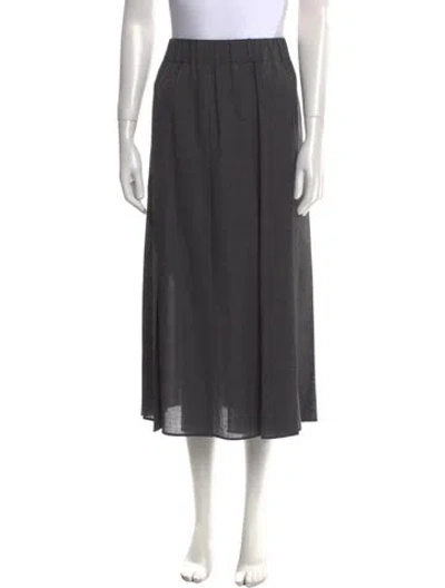 Pre-owned Brunello Cucinelli Virgin Wool Midi Length Skirt In Gray