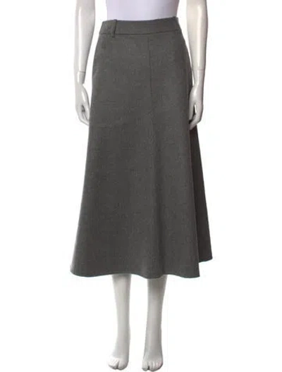 Pre-owned Brunello Cucinelli Virgin Wool Midi Length Skirt In Gray